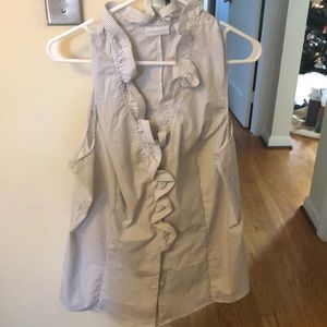 Brand New ruffle neck button down